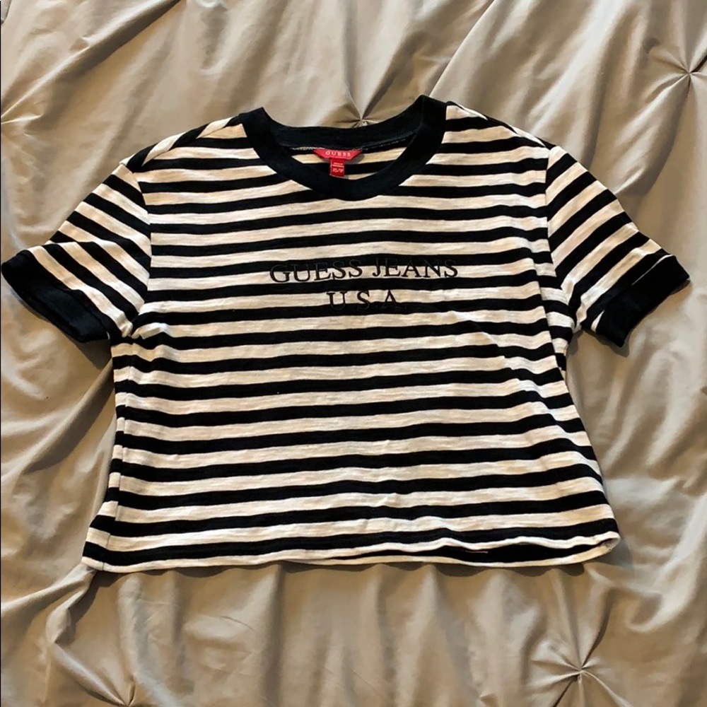 Black and white striped Guess Ringer tee